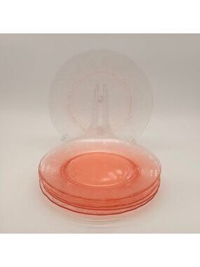 Macbeth-Evans Dogwood Pink Depression Glass Luncheon Plates 8" Floral Scalloped